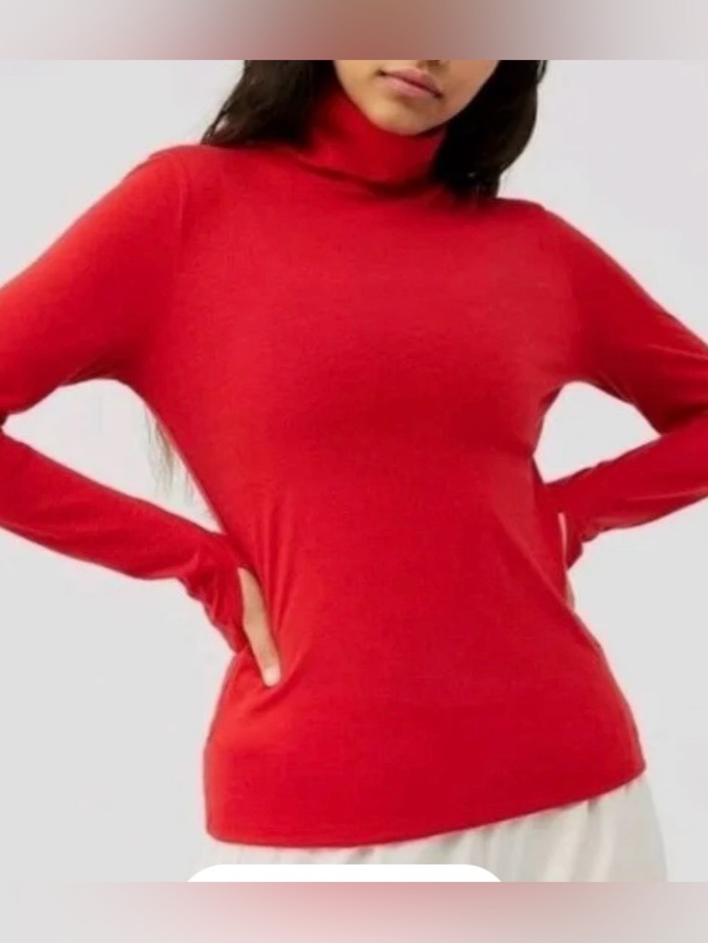 Outdoor Voices Merino Wool Blend Strawberry Long Sleeve Base Layer Turtleneck S